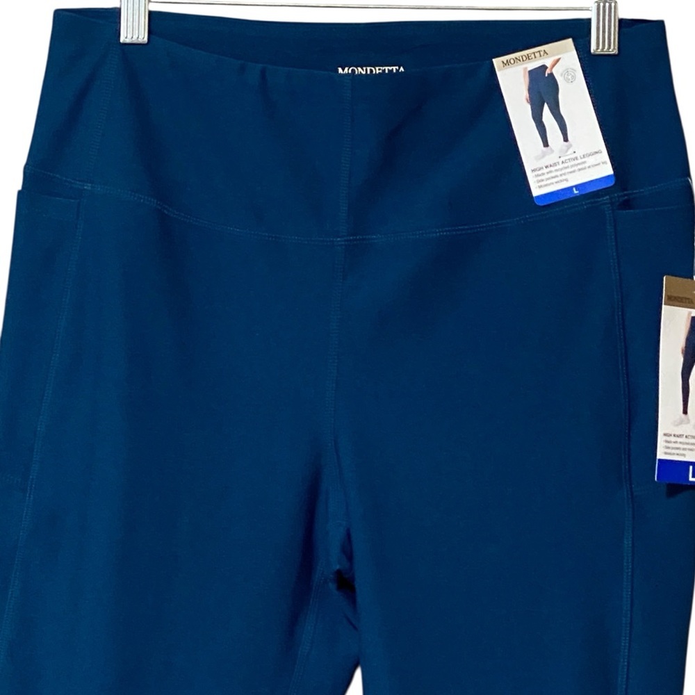 SOLD! DO NOT BUY!! Mondetta High Waist Active Legging L Teal Side Pockets Mesh M - Picture 7 of 13